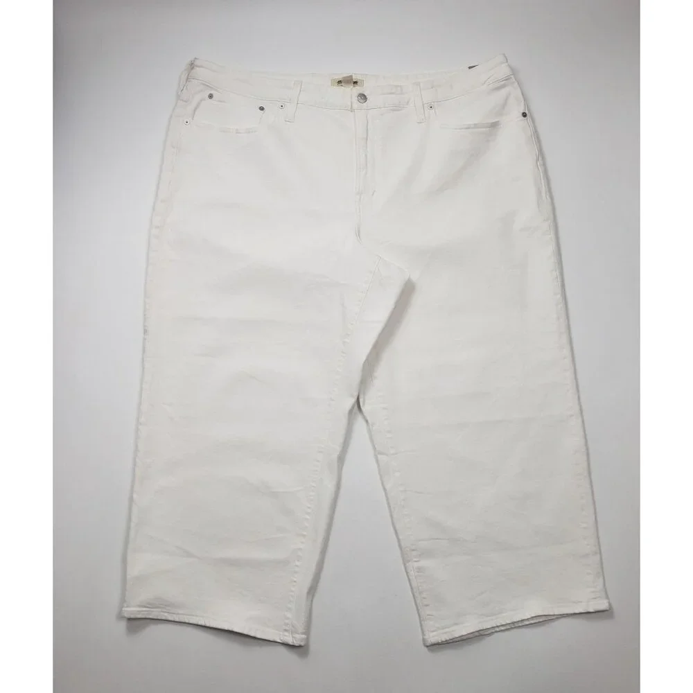 Madewell The Plus Perfect Vintage Wide-Leg Crop Jeans Womens Size 24W Tile White - Picture 13 of 16